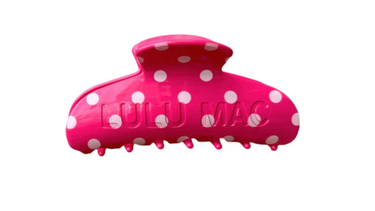 Lulu Mac Everyday Claw Clip Hot Pink/White Dot