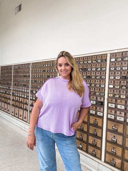 Lavender Ribbed Short Sleeve