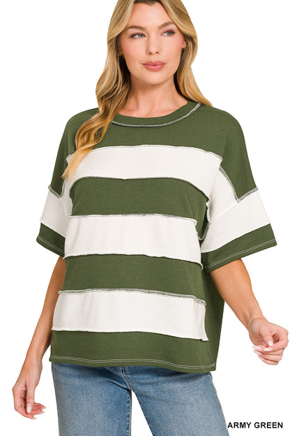 Olive Green Striped Tee Small-3XL