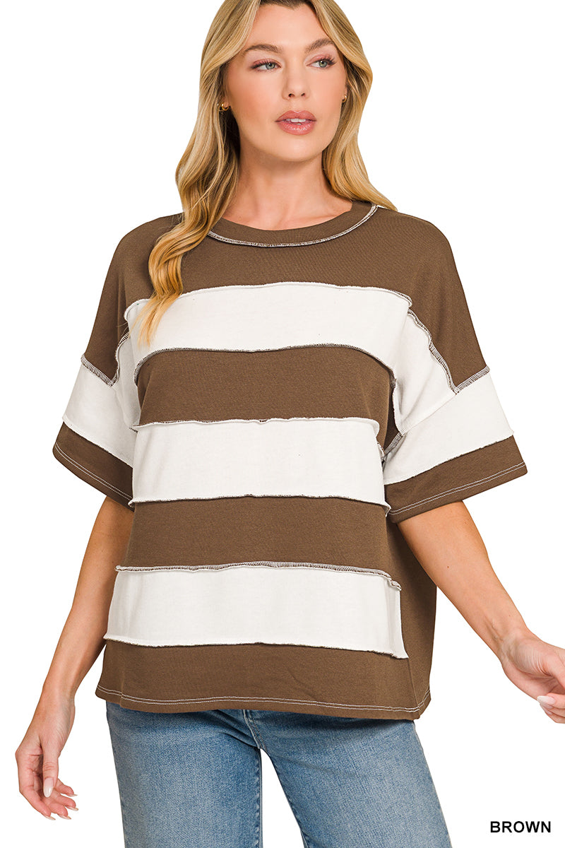 Mocha Brown Striped Tee Small-3XL (Copy)