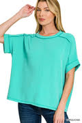 Turquoise Ribbed Short Sleeve