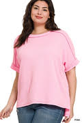 Pastel Pink Ribbed Short Sleeve